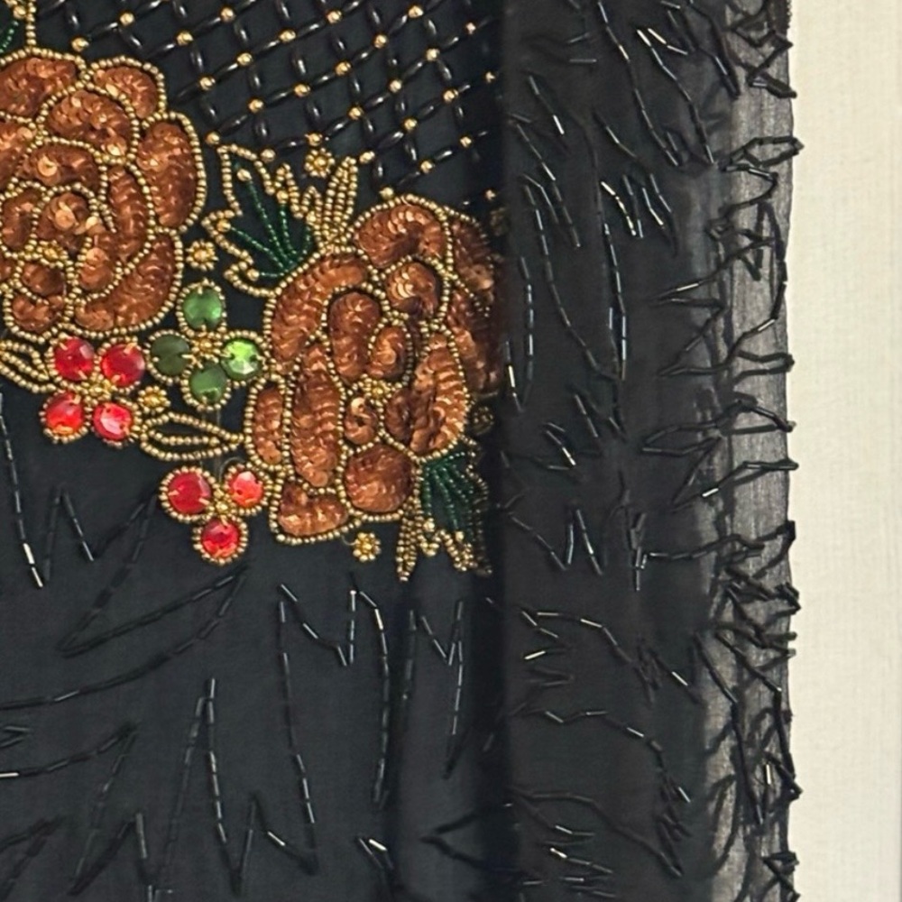 Vintage Fully Beaded Embellished Black Formal Dress